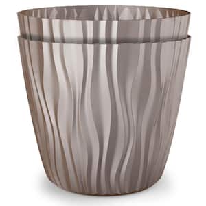 6 in. Dia Plant and Flower Pot, European Made, Stylish Indoor and Outdoor Decorative Planter, 2/1 Set, Mocha