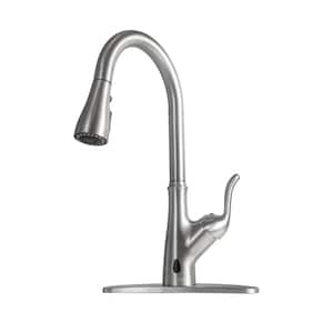 Single Handle Pull Out Touchless Sprayer Kitchen Faucet Deckplate Included in Brushed Nickel