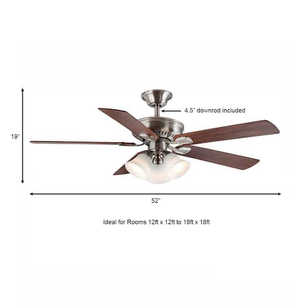 Campbell 52 in. LED Brushed Nickel Ceiling Fan with Light Kit Works with Google Assistant and Alexa