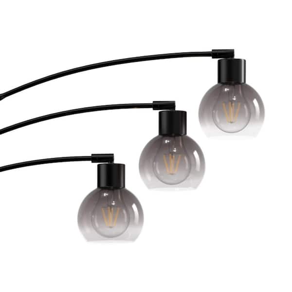 Rottogoon 73 in. Black Industrial 3-Light LED Arc Tree Floor Lamp