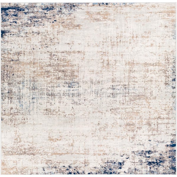 Hathor Navy 8 ft. x 8 ft. Modern Abstract Polypropylene Square Area Rug