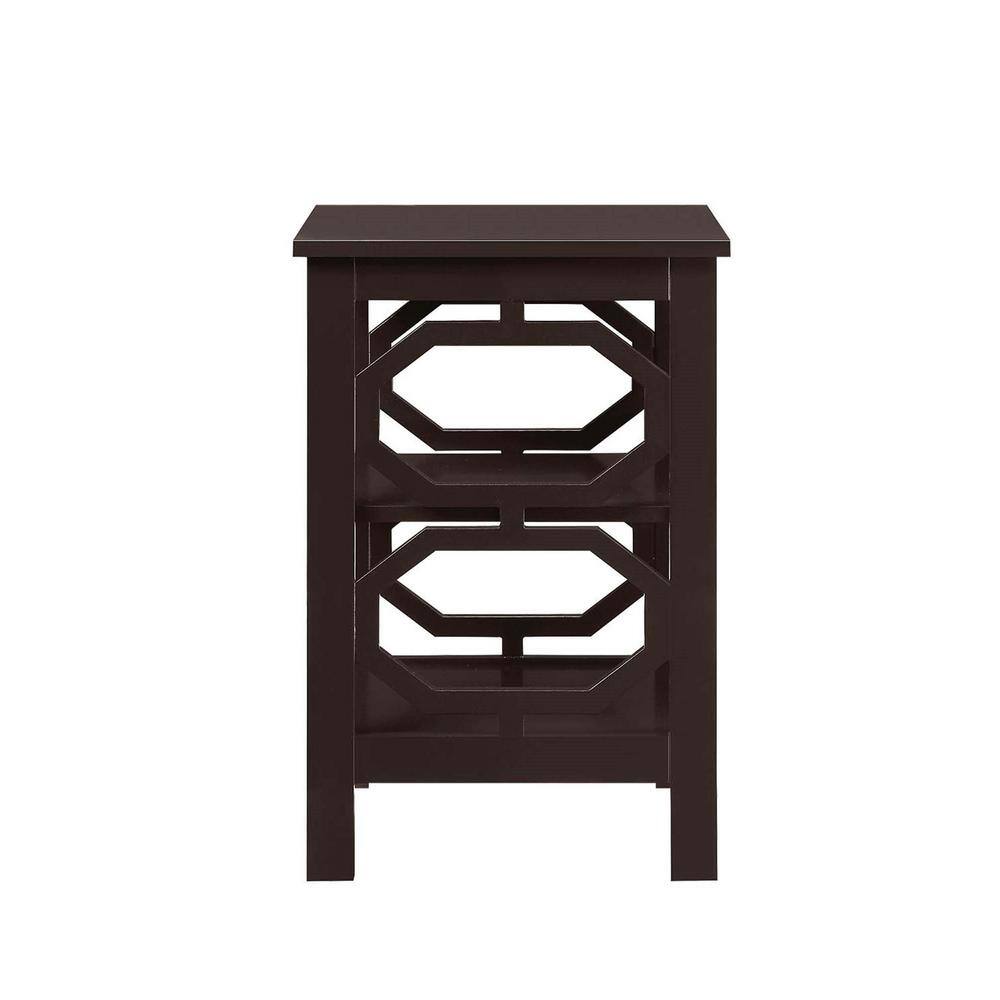Espresso Square End Table with Octagon Cut Outs