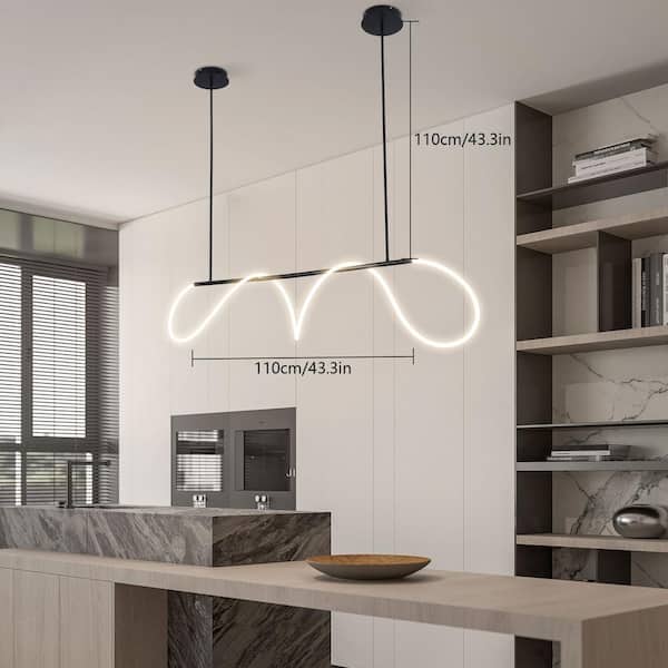 OUKANING 60-Watt 1-Light Black Modern Linear Island