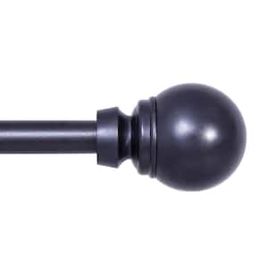 Mae 48 in. - 86 in. Adjustable Single Curtain Rod 5/8 in. Diameter in Black with Round Finials