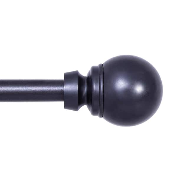 Kenney Mae 48 in. - 86 in. Adjustable Single Curtain Rod 5/8 in. Diameter in Black with Round Finials