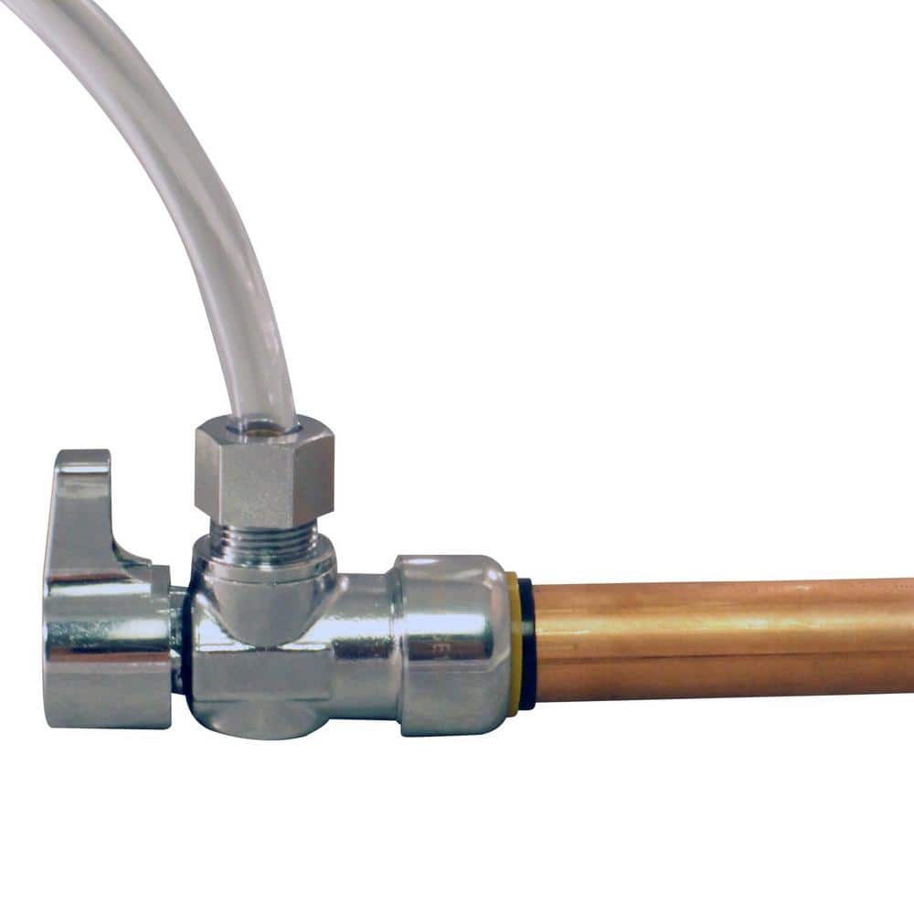 Chrome-Plated Brass Push-to-Connect Angle Stop Valve for Plumbing Fixtures