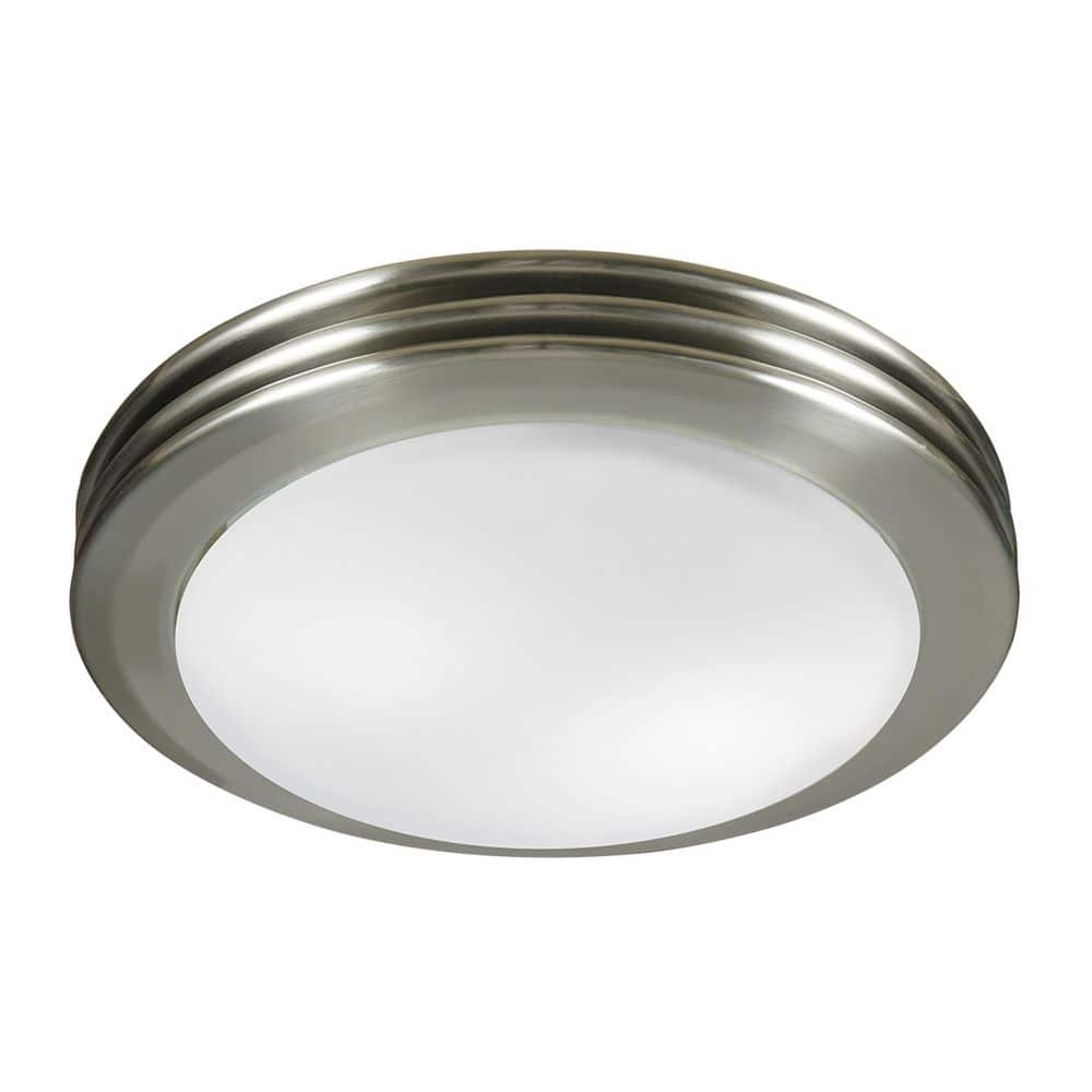 Brushed Nickel Frosted Glass Bathroom Exhaust Fan with Light