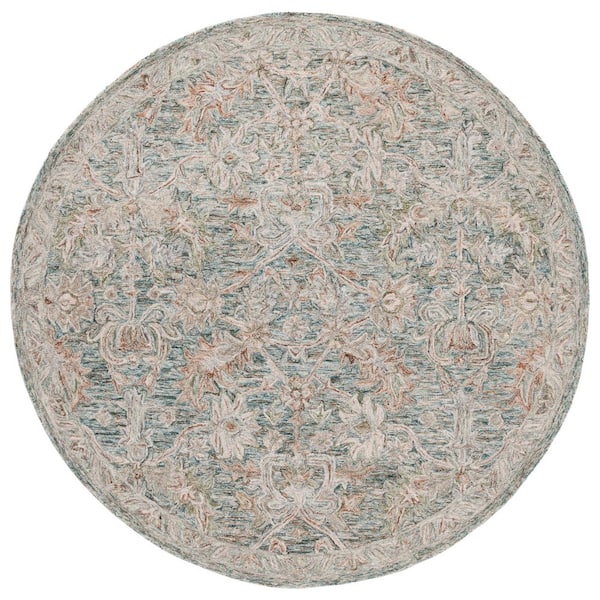 Metro 6 ft. x 6 ft. Teal/Green Oriental Round Rug