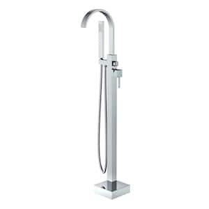 Single-Handle Swivel Spout Bathtub Filler Freestanding Tub Faucet with Hand Shower in Chrome