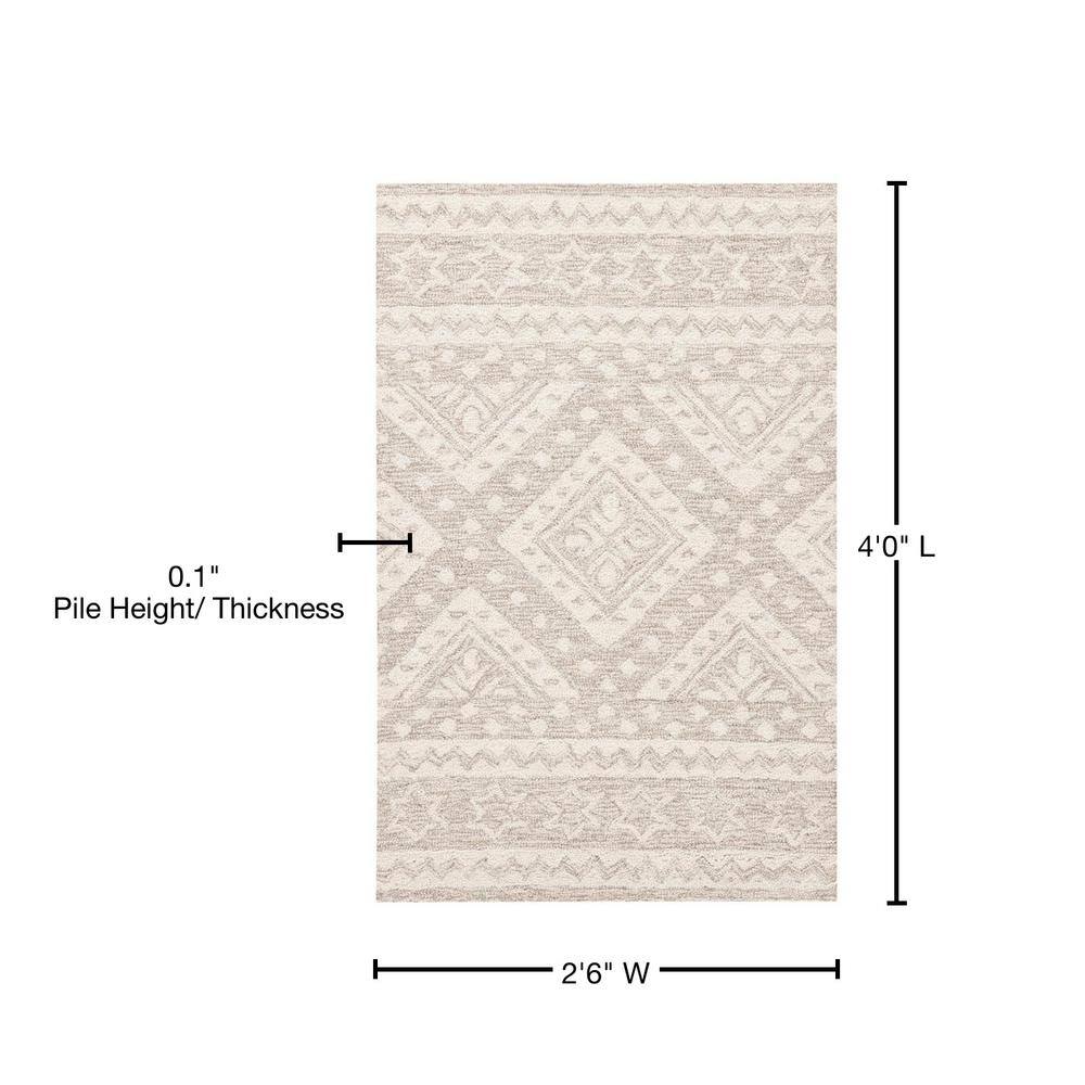 Hand-Tufted Beige/Ivory Woolen Soft Textured Area Rug - 2'6" x 4'