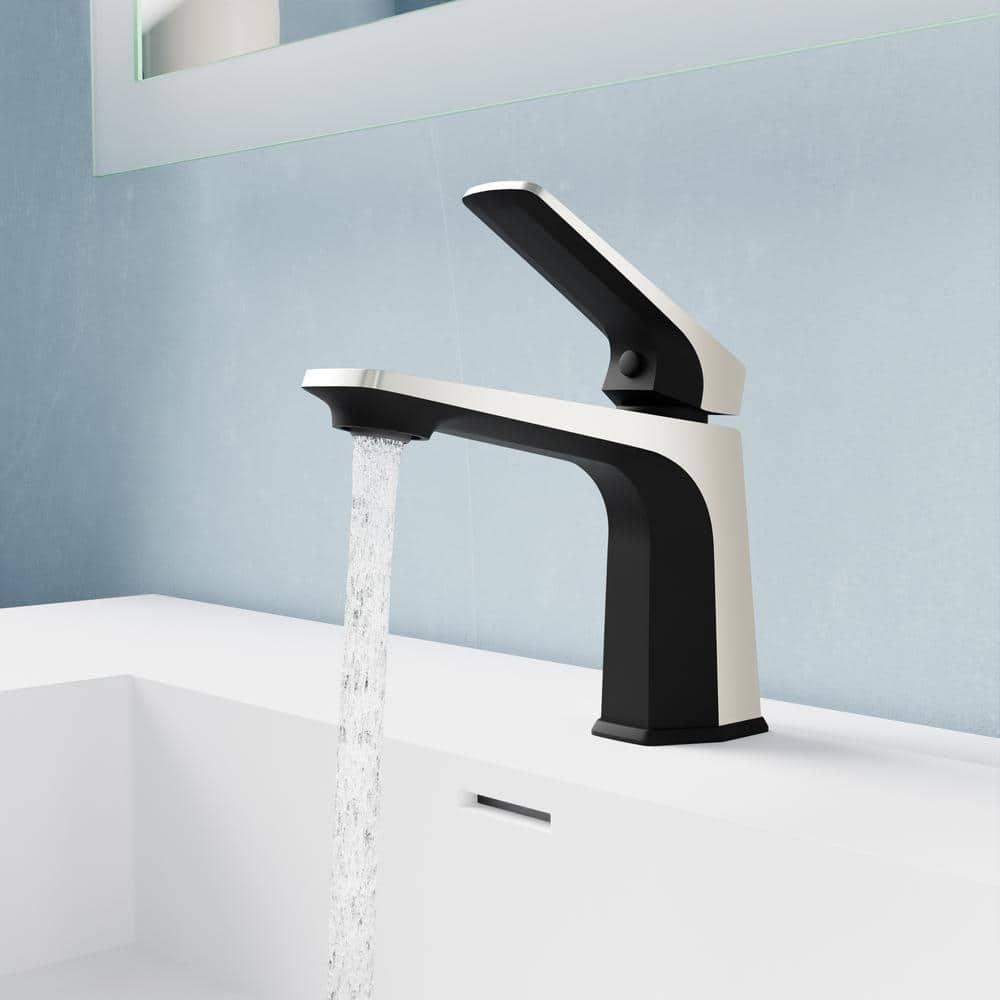 Matte Black and Brushed Nickel Single Handle Bathroom Faucet