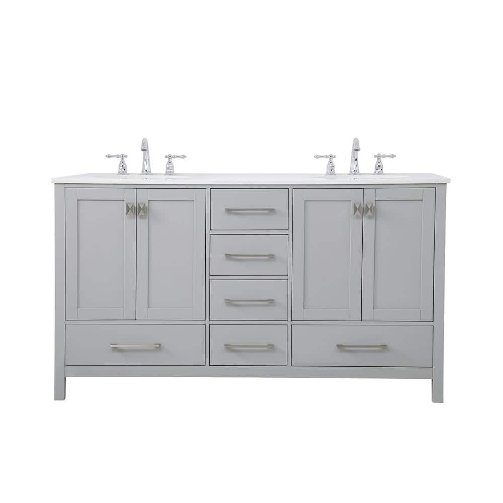 Simply Living 60 in. W x 22 in. D x 34 in. H Bath Vanity in Gray with Calac