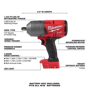 M18 FUEL 18-Volt Lithium-Ion Brushless Cordless 1/2 in. Hammer Drill Driver Kit, 1/2 in. Impact Wrench and FUEL Grinder