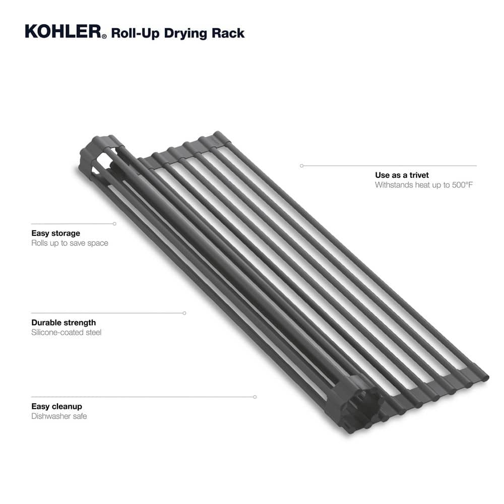 Charcoal Stainless Steel Roll-Up Multipurpose Kitchen Rack