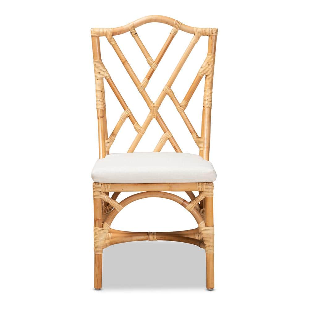 Sonia Handcrafted Rattan and Cane Natural White Chair