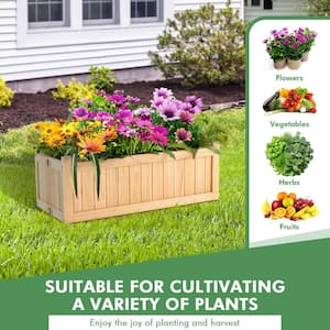 Gymax 27.5 in. x 12 inch Natural Wood Ground Planter Box with Drainage Hole
