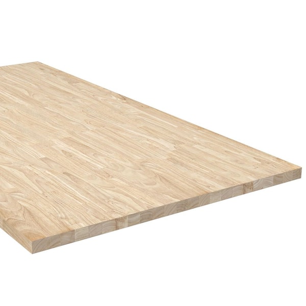 HARDWOOD REFLECTIONS 6 ft. L x 39 in. D Unfinished Hevea Solid Wood Butcher Block Island Countertop With Square Edge