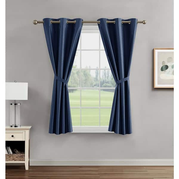 CREATIVE HOME IDEAS Brea Navy 38 In. W X 63 In. L Grommet Blackout ...