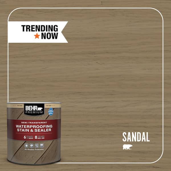 BEHR PREMIUM 1 qt. #ST-121 Sandal Semi-Transparent Waterproofing Exterior Wood Stain and Sealer