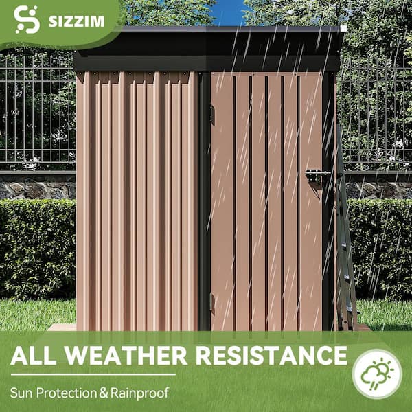 Sizzim 5 ft. W x 3 ft. D Storage Metal Shed with Subfloor Channels