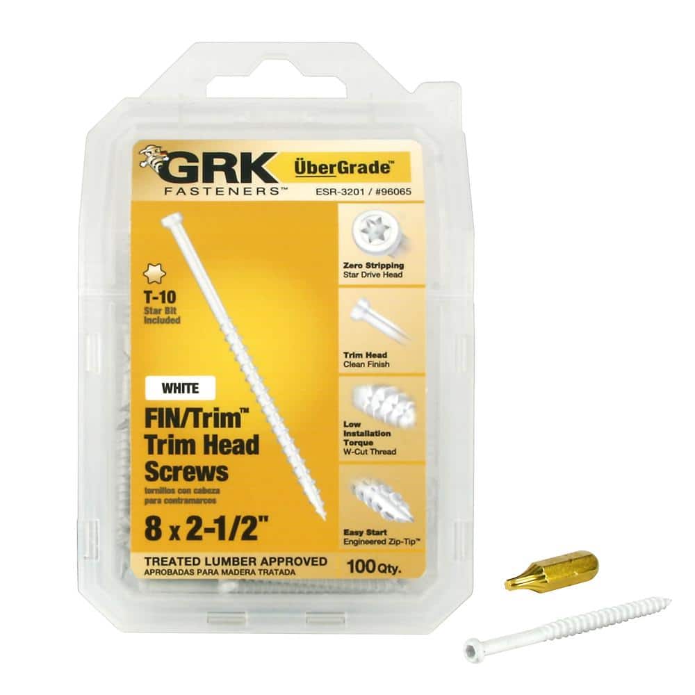 GRK Fasteners #8 x 2-1/2 in. Star Drive Trim-Head White Trim Screw