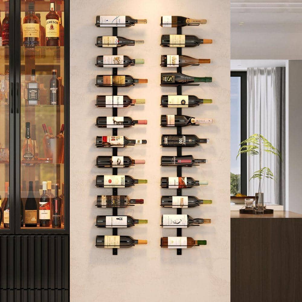 Wine Storage Wall Wine Bottle And Glass Holder Modern Wall Mounted Wood Wine  Rack 4-Bottle