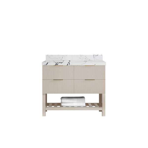 Willow Collections Catalina 42 in. Single Sink Freestanding Fine Grain Bath Vanity with Viola Night Qt. Top Unassembled