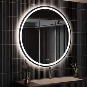 36 in. W x 36 in. H Round Frameless LED Light with 3-Color and Anti-Fog Wall Mounted Bathroom Vanity Mirror