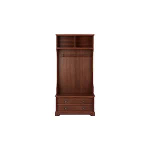 Wilmington Walnut Brown Finish Wood Hall Tree with Bench and Storage (36 in. W x 74 in. H)