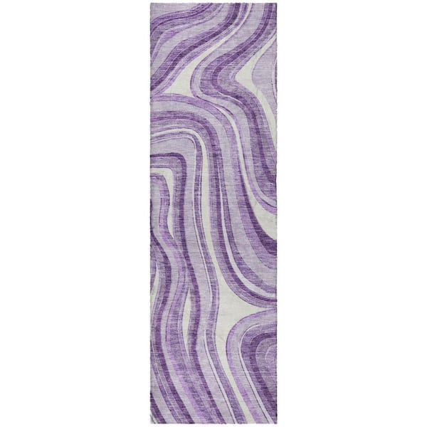 Dream Shag Premium Machine Washable Abstract ADS756 Lavender 2 ft. x 7 ft. Runner Rug