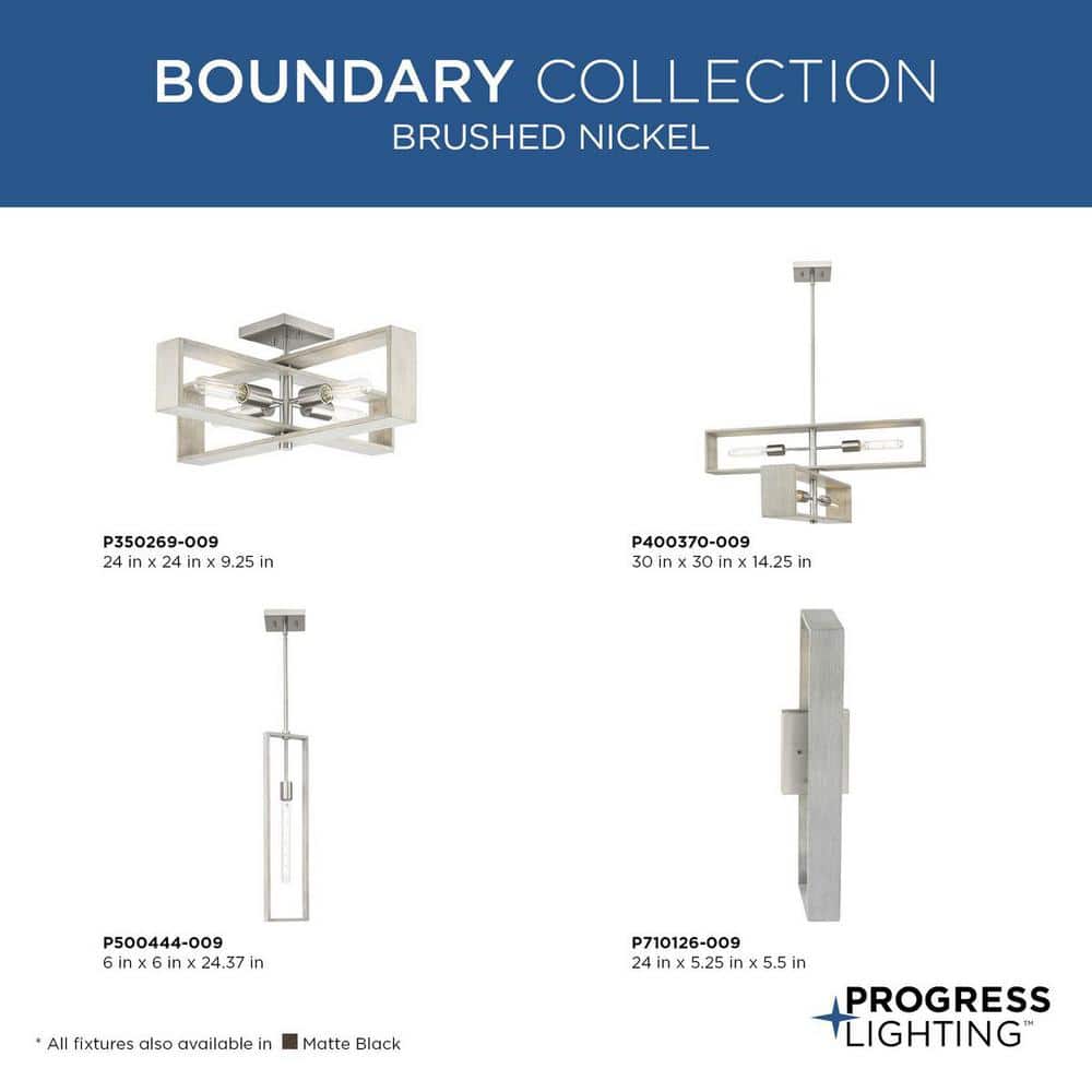 Boundary 4-Light Brushed Nickel and Oak Geometric Chandelier