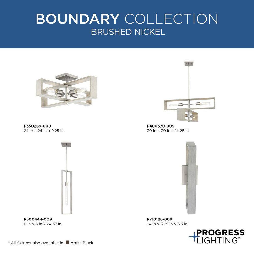 Boundary Brushed Nickel and Oak 24" Wall Sconce