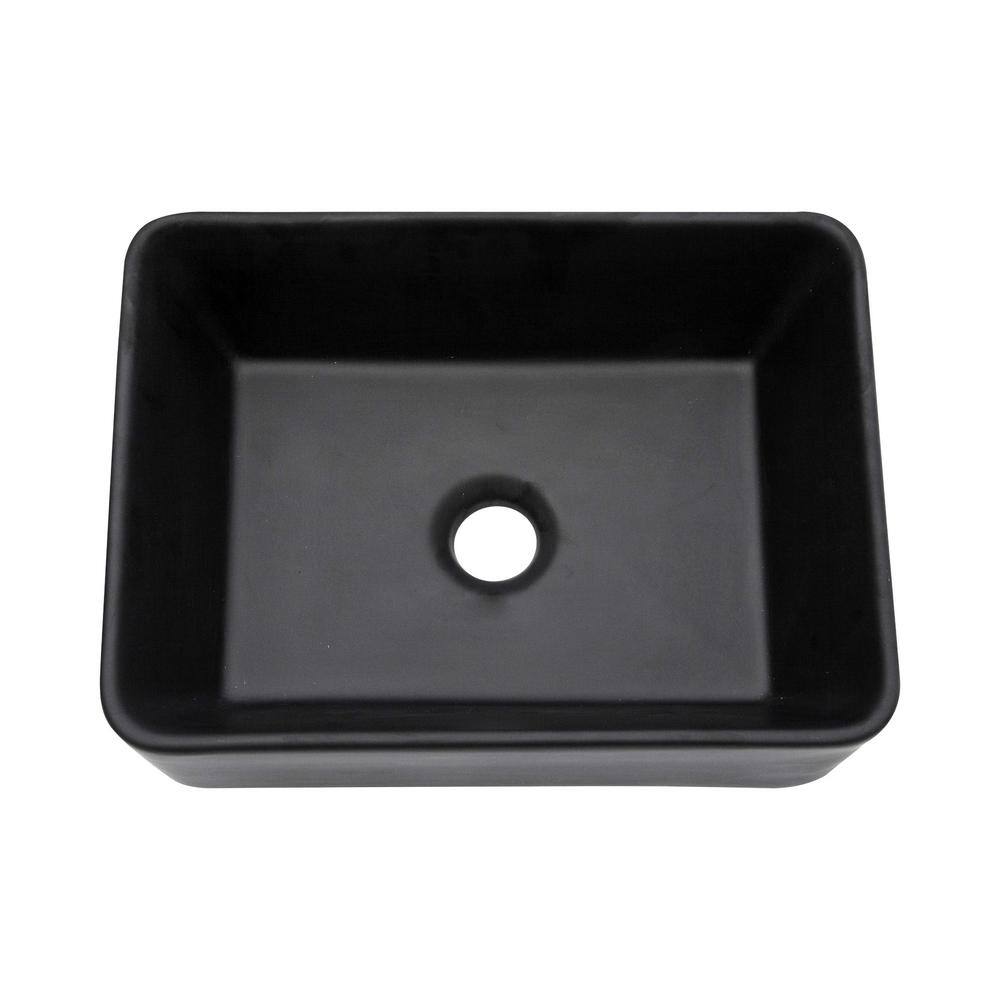 16" Black Ceramic Rectangular Vessel Bathroom Sink