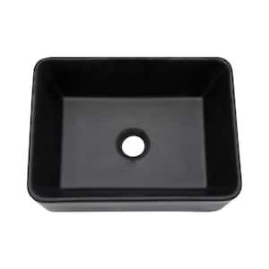 16 in. L x 12 in. W Black Ceramic Rectangular Vessel Bathroom Sink without Faucet and Drain
