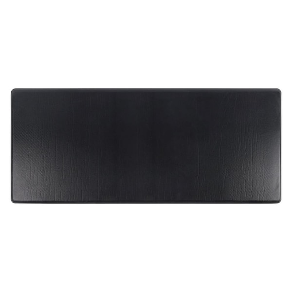 Black 47.2 in. x 19.7 in. PU Leather Anti-Fatigue Kitchen Floor Comfort Mat