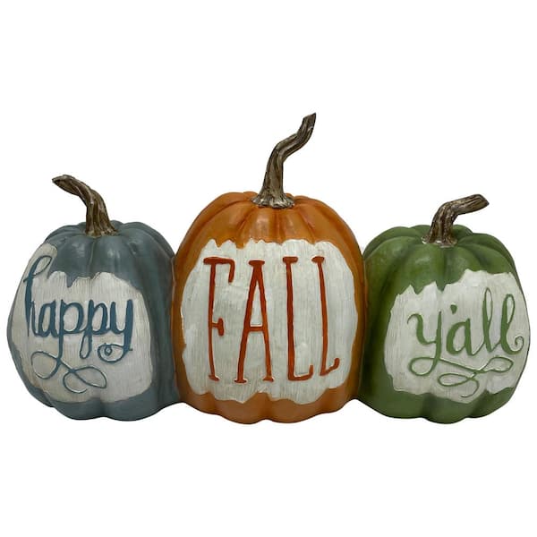 Northlight 9 in. H Pumpkin Patch with Happy Fall Y'all Thanksgiving Tabletop Decor