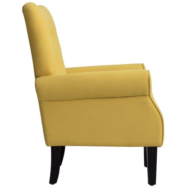 Button-Tufted Small Wingback Accent Chair with Rolled Arm and Thick Padded Cushion Mercer41 Fabric: Beige Polyester