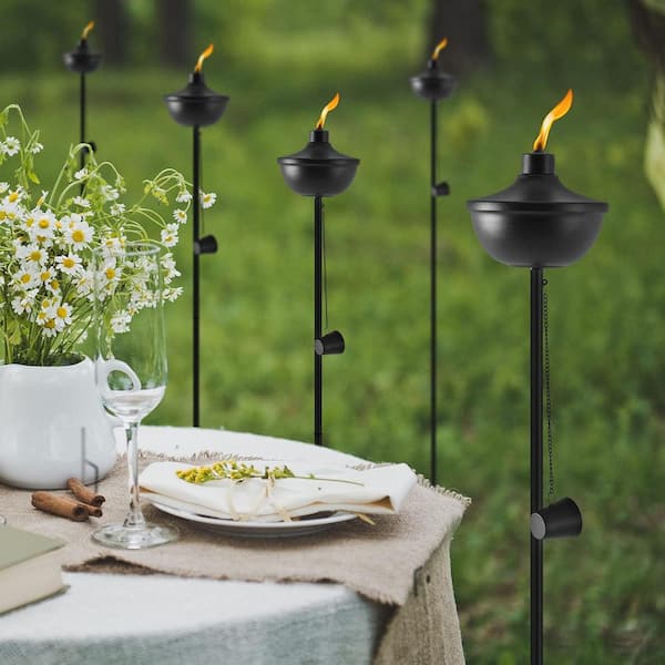 Misopily Large Capacity Metal Citronella Torches 55-Inch with 3