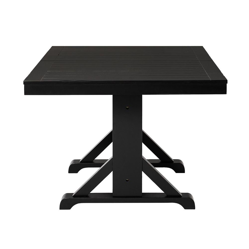 Antique Black Reclaimed Wood Extendable Farmhouse Dining Table