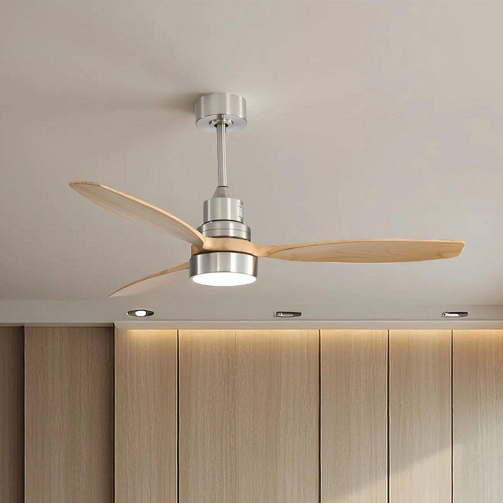52 in. Integrated LED Indoor Downrod Mount Brushed Nickel Standard Ceiling Fan with Dimmable Light and Remote 6-Speed price history on PriceWatchPro