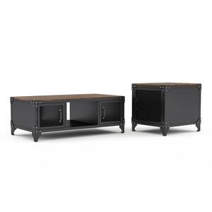 42 in. Black Square Glass Top Coffee Table with Built in Fridge