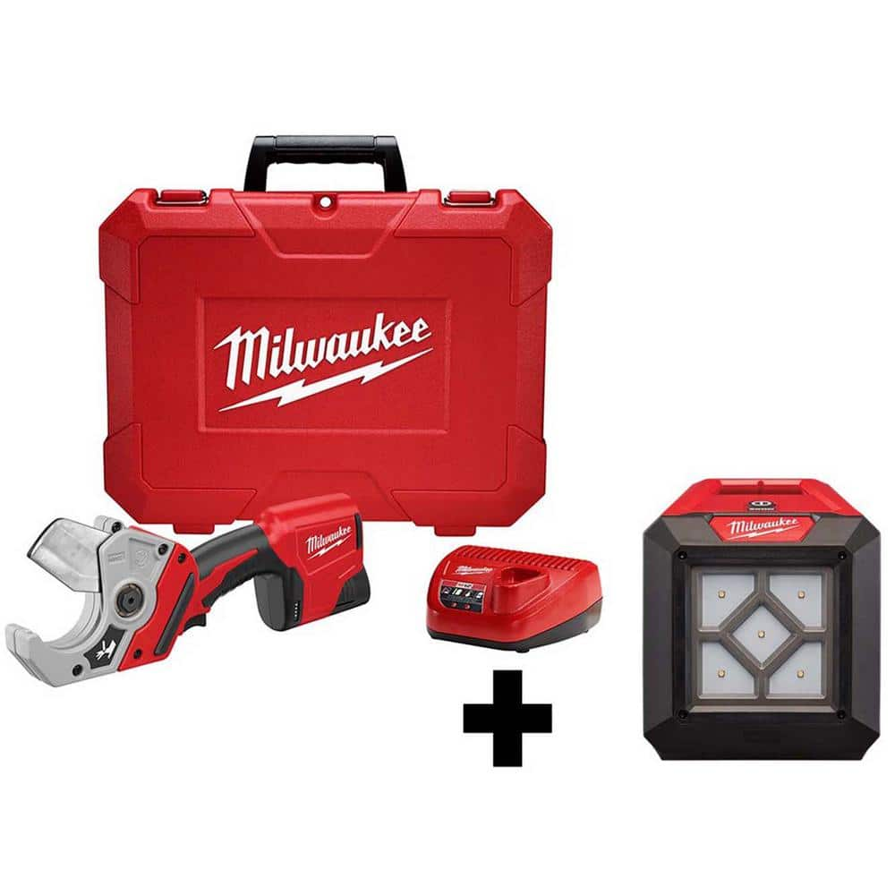 Milwaukee M12 12V Lithium-Ion Cordless PVC Shear Kit with 1000 Lumens M12 Flood Light