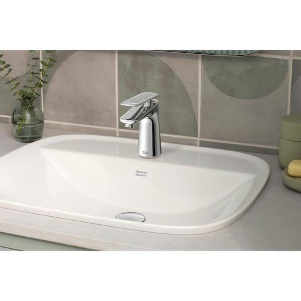 Aspirations Single Handle Deck Mount Bathroom Faucet with Drain in Polished Chrome