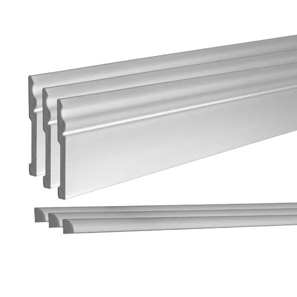 1/2 in. D x 5-5/8 in. W x 96 in. L Unfinished Recycled Polystyrene Baseboard Moulding Kit (3-Pack)