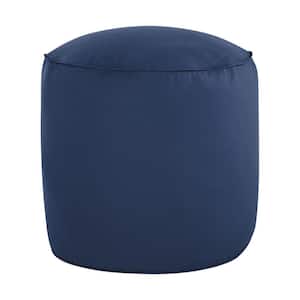 Sunbrella Canvas Navy Round Outdoor Bean Pouf 20 in. x 20 in. x 18 in.