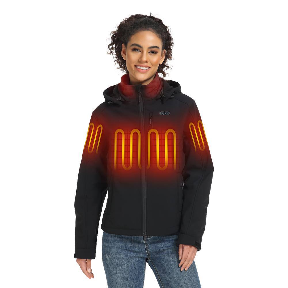 ORORO Women's Large Black 7.38Volt LithiumIon Heated Dual Control Jacket with One 4.8Ah