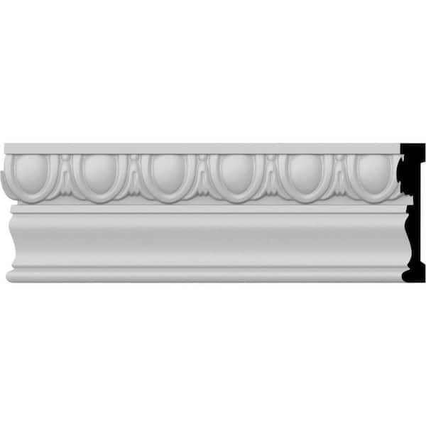 Ekena Millwork SAMPLE - 3/4 in. x 12 in. x 3-1/4 in. Urethane Egg and Dart Chair Rail Moulding