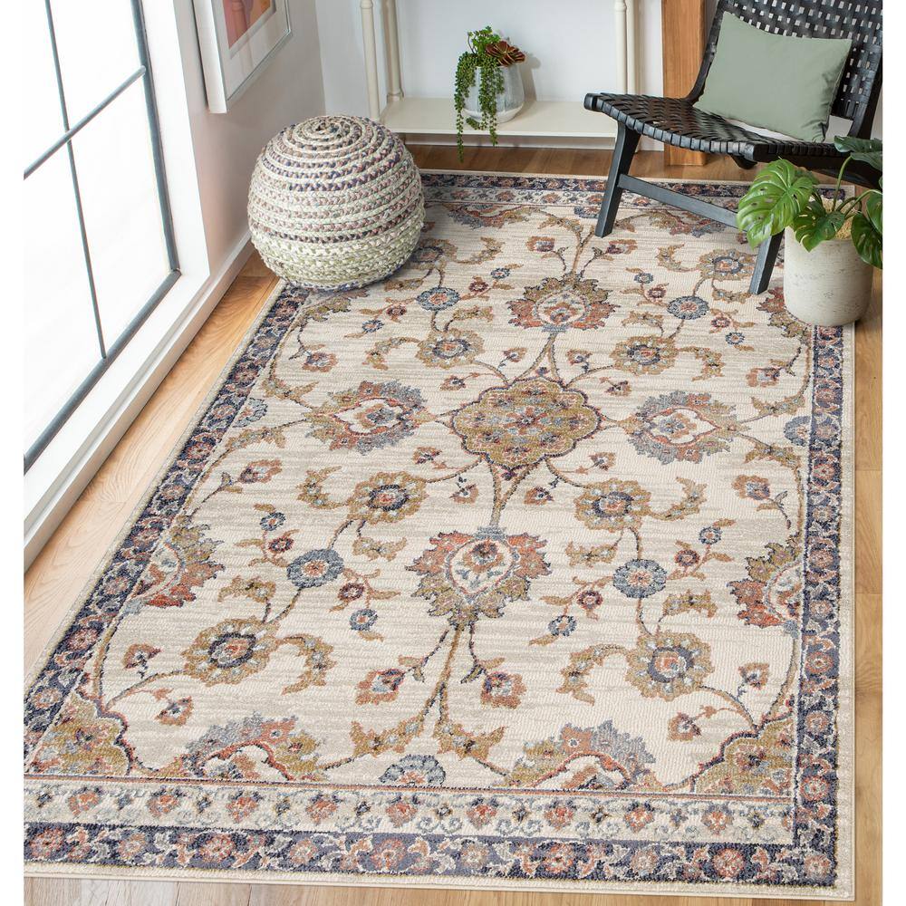 Ivory Jordan Bea Floral Synthetic 5'3" x 7'6" Area Rug