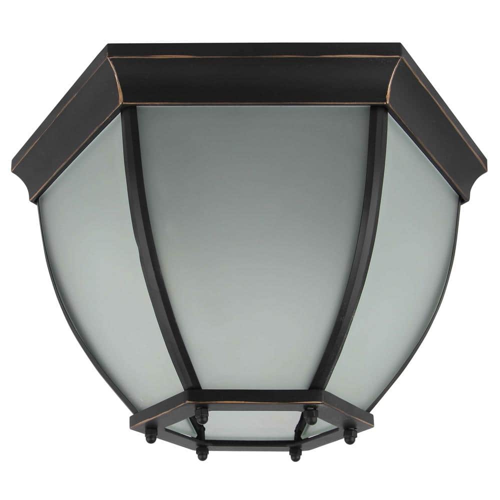 2-Light Imperial Black Outdoor Flush Mount Light