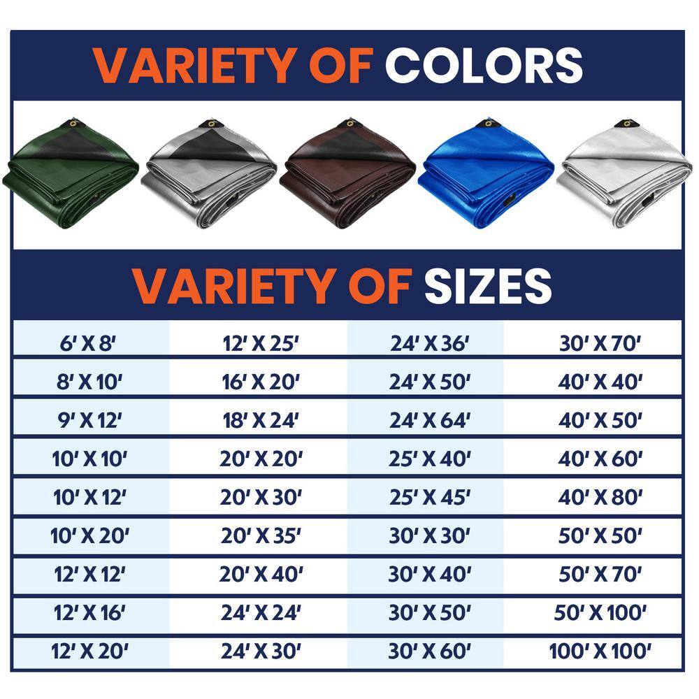 6 ft x 8 ft Green/Black Heavy Duty Polyethylene Tarp